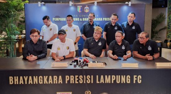 Konferensi pers peluncuran resmi tim Bhayangkara Presisi Lampung FC di Jakarta, Selasa, 22 April 2025. | ist