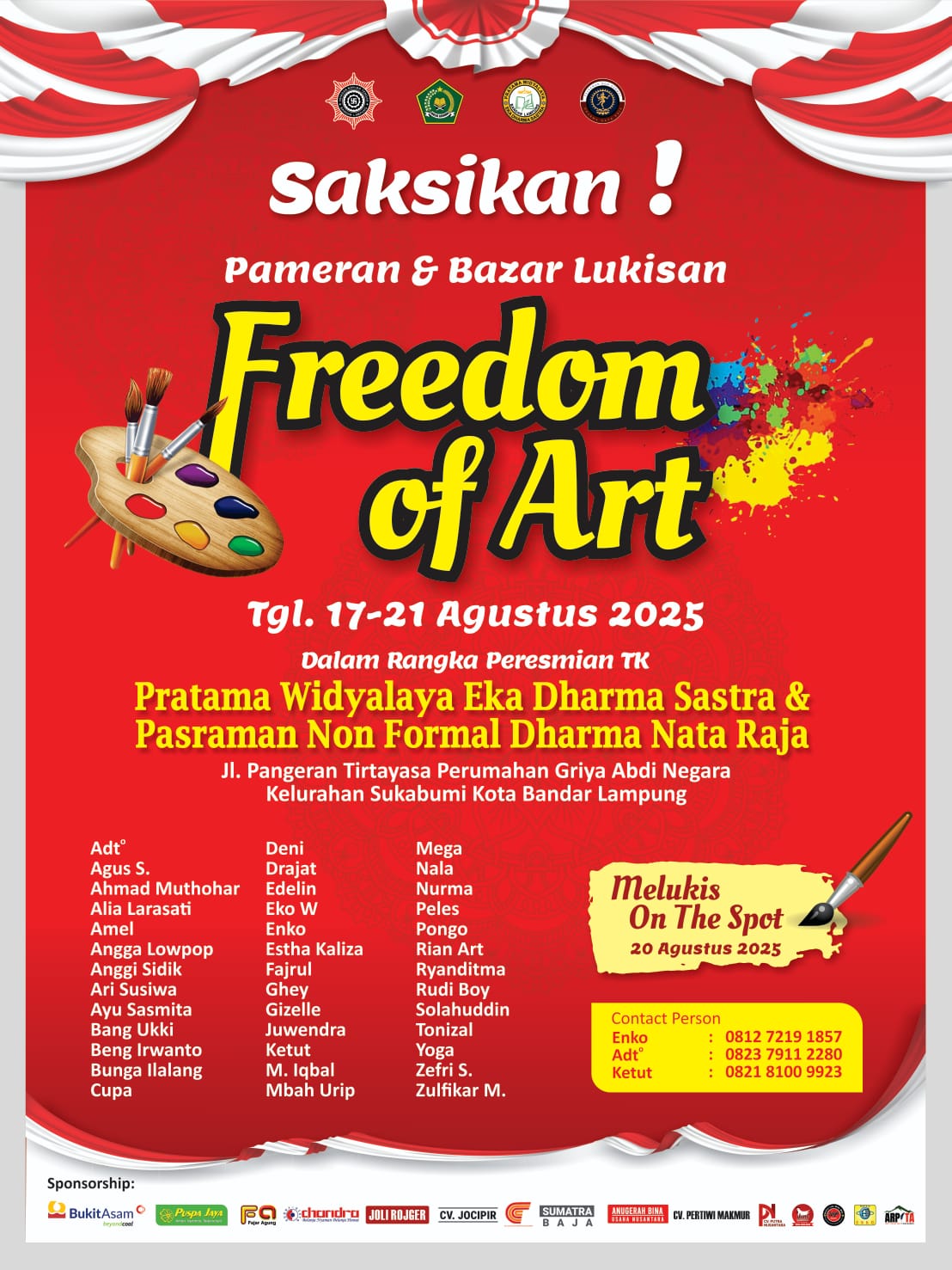pameran dan bazar lukisan bertajuk “Freedom of Art” pada 17–21 Agustus 2025